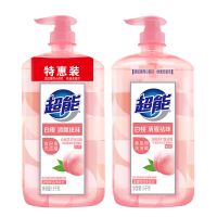 超能白桃洗洁精1.5kg*2瓶清腥祛味去油无残留不伤手大瓶家用实惠装