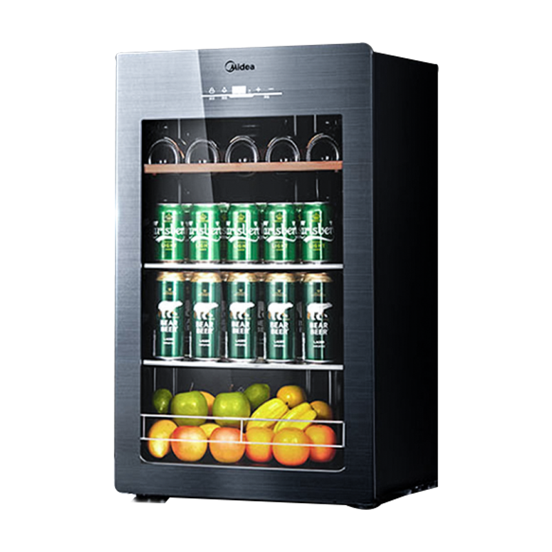 美的(Midea)96升家用恒温红酒柜冰吧冷藏雪茄酒柜玻璃冰柜办公室酒柜JC-96GEMA