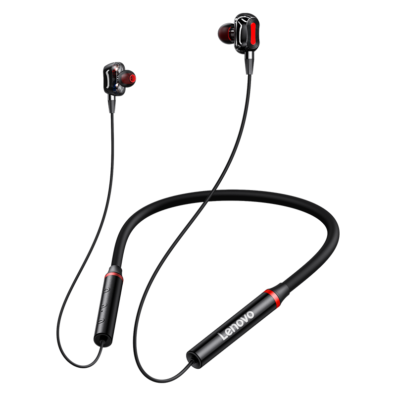 联想QE03蓝牙耳机2022年新款颈挂脖式游戏运动跑步双耳入耳降噪耳塞超长续航待机适用于苹果vivo华为小米通用