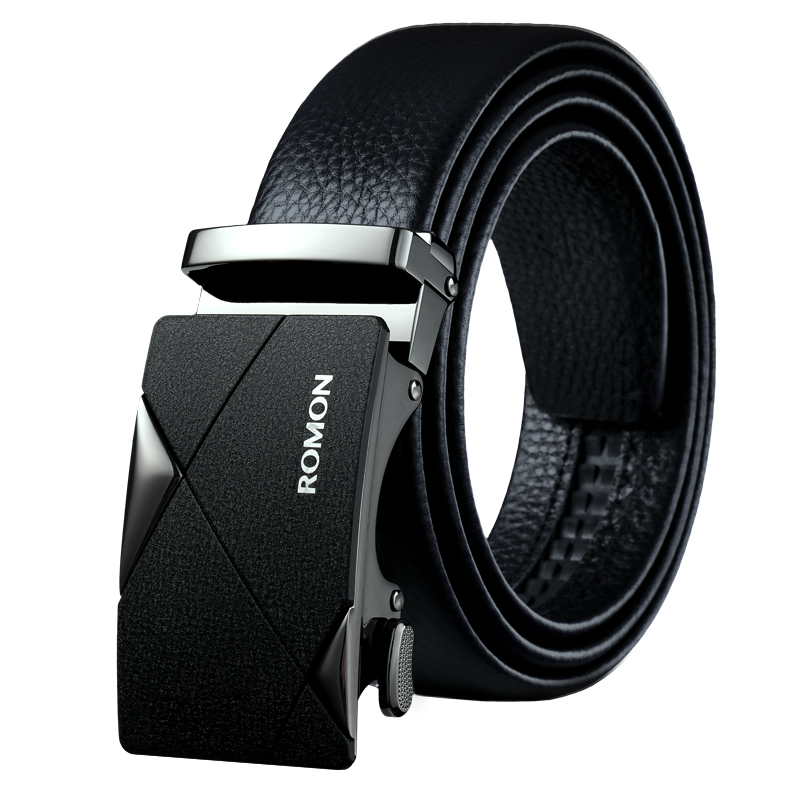 罗蒙男士皮带真皮自动扣腰带韩版时尚休闲中年青年商务牛皮裤带