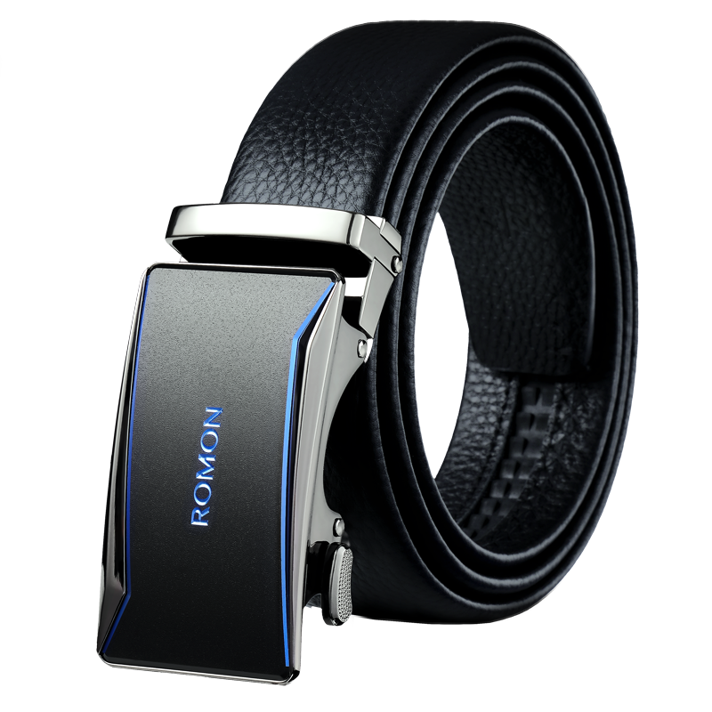 罗蒙皮带男士真皮高档自动扣腰带头层牛皮商务休闲百搭裤带