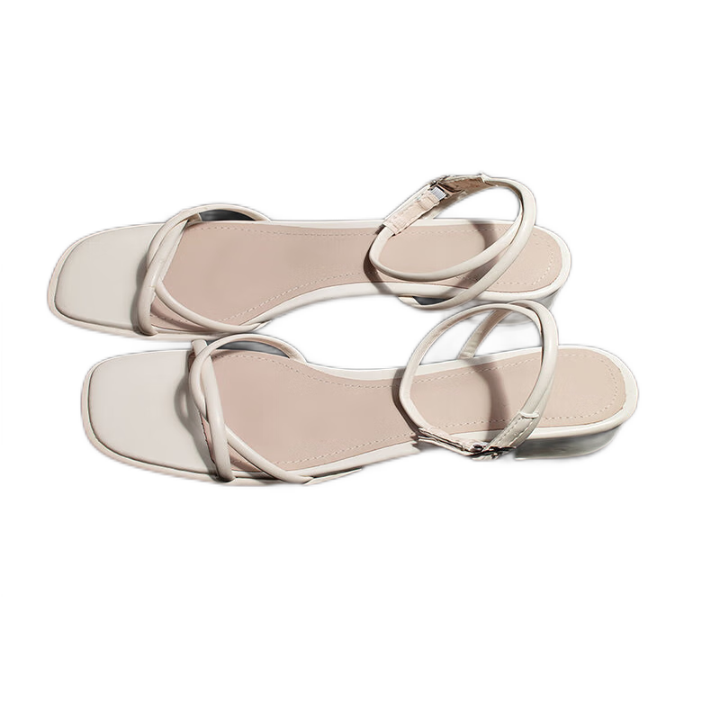 凉鞋女夏中跟2022新款一字带粗跟女鞋学生罗马鞋 莎丞