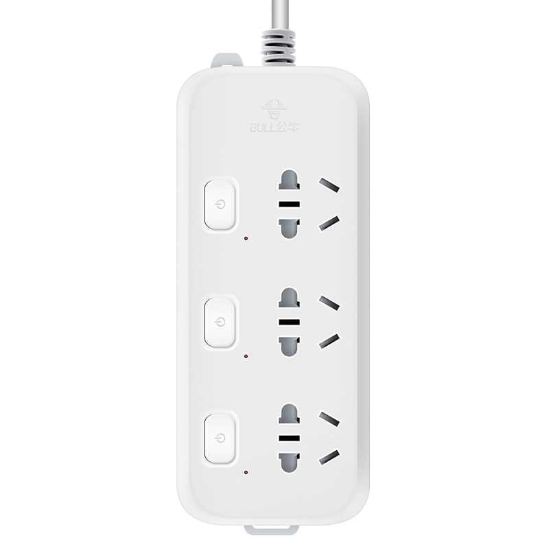 公牛B5033全长1米插座面板多孔插排插长线多用功能家用插位拖接线板电插板带线学生宿舍床头超短线插线板