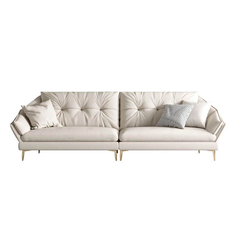 冬熊北欧布艺沙发现代简约客厅轻奢直排三人白色乳胶科技布沙发KF-16