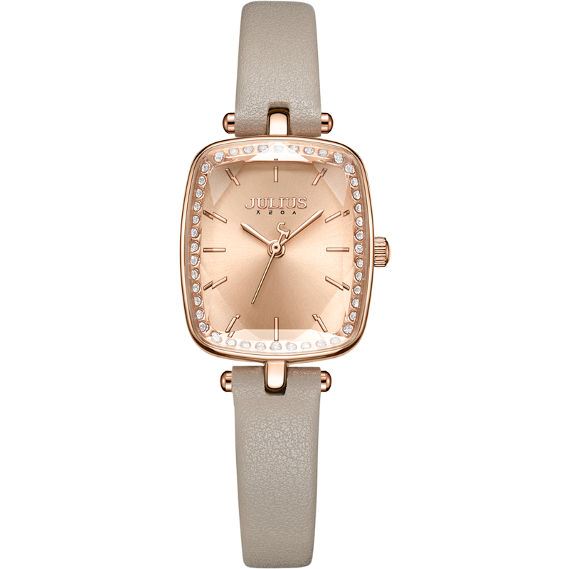 聚利时手表女简约韩风优雅闪耀锆石方形皮带石英防水女表JA-1341