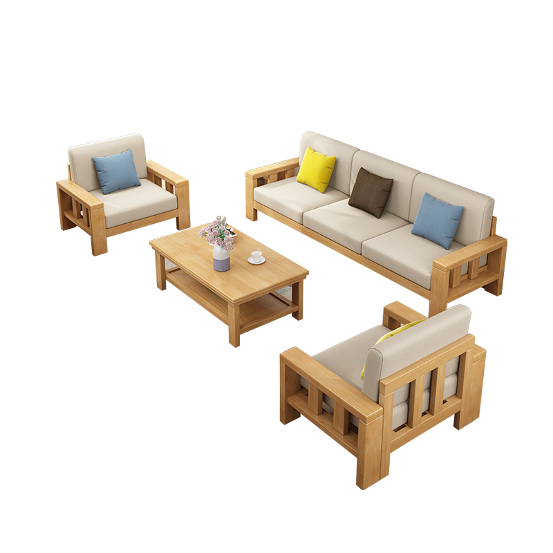 禧漫屋 实木沙发新中式布艺组合沙发现代简约大小户型贵妃客厅家具经济型