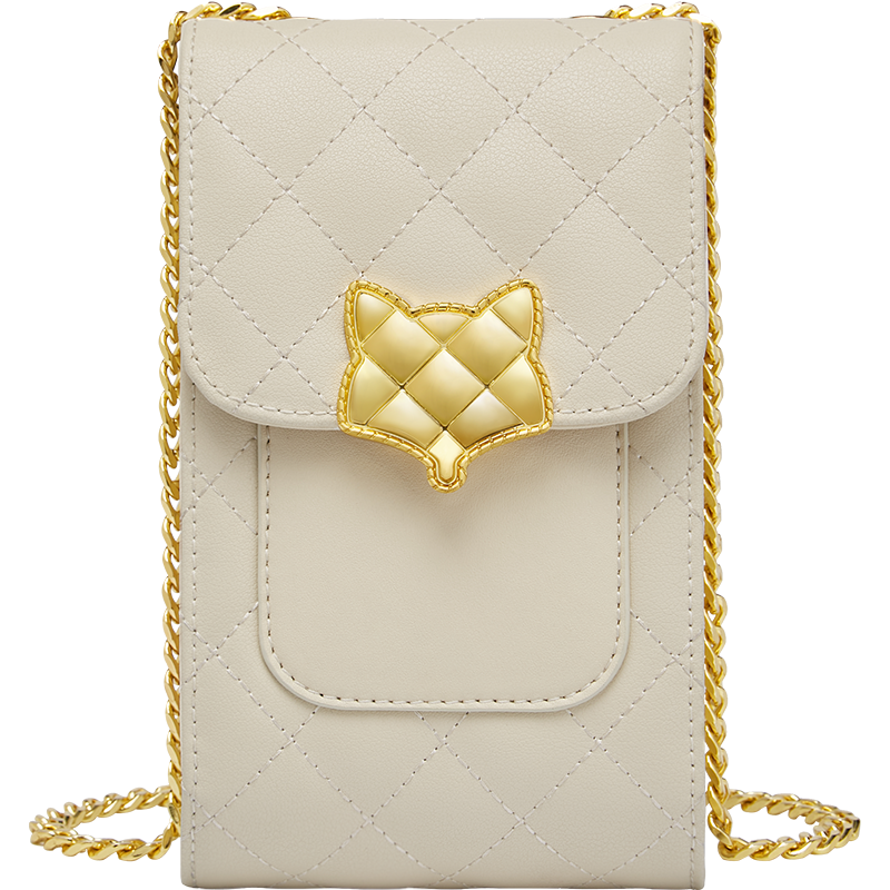 金狐狸手机包小包包女新款潮时尚真皮单肩链条包百搭斜挎包