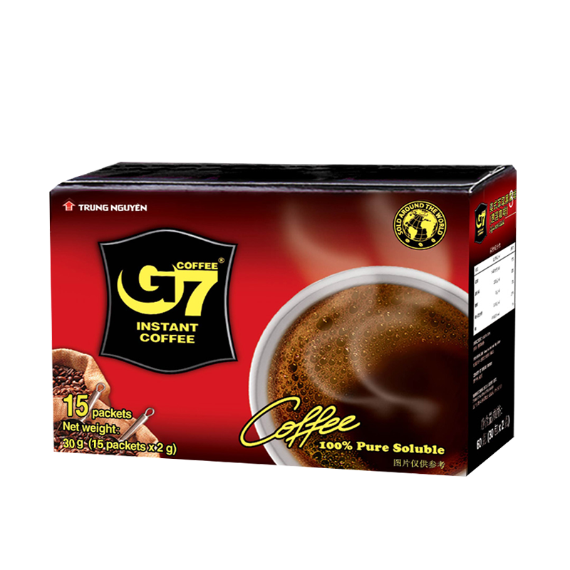 越南进口中原G7美式纯黑咖啡粉速溶2g*15包散装