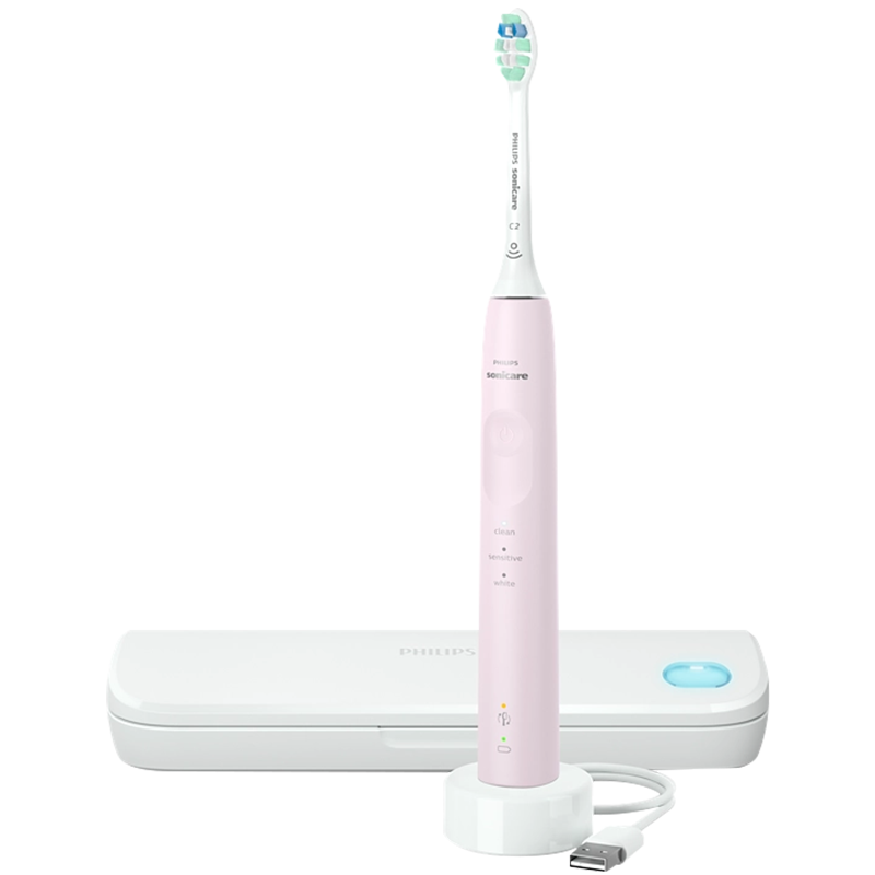 [备件库商品]飞利浦声波震动牙刷 健康护龈系列 电动牙刷(自带牙刷盒) 3种模式 力度感应 HX3697/21粉色