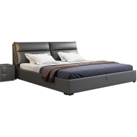 德致意式轻奢床1.8米双人真皮床极简床主卧简约现代婚床1.5米皮床