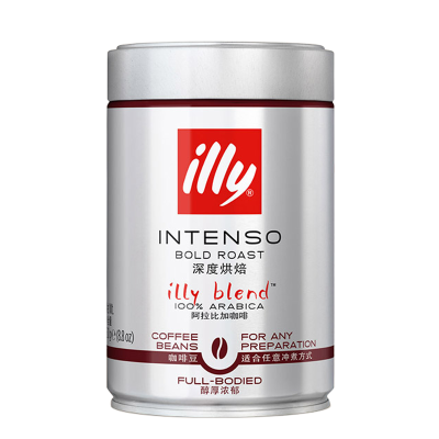 illy意利阿拉比卡深度烘焙咖啡豆250g原装罐装意式拼配