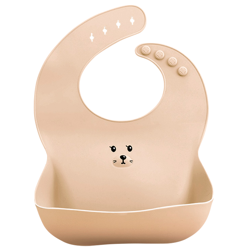 DuDi/青蛙嘟迪 婴幼儿宝宝吃饭围兜婴儿防水饭兜儿童硅胶围嘴小孩喂饭兜食物饭兜口水兜 络明黄