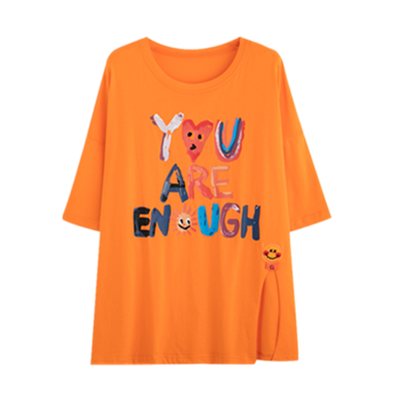 秋壳日系潮流ins原宿风印花短袖T恤女2022夏季甜酷小众感圆领上衣