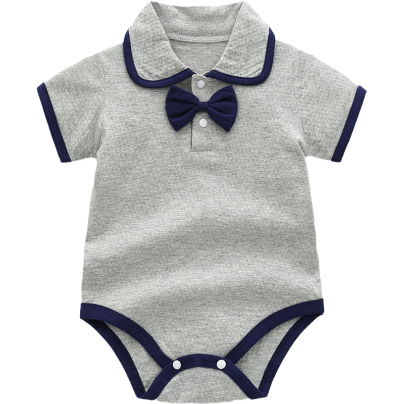 夏季婴儿连体衣女宝宝包屁衣男短袖12个月6洋气衣服夏天三角哈衣儿童家居服连体衣KIDS MAM&DAD