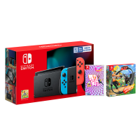 任天堂 Nintendo Switch红蓝主机续航增强版+健身环大冒险游戏+舞力全开卡带 家庭游戏机