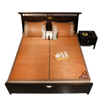 苏宁宜品 家用双面可折叠品质碳化竹席印花凉席-E