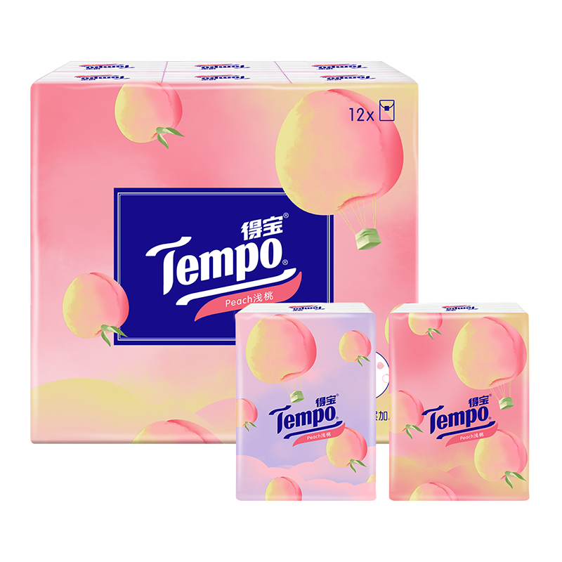 Tempo/得宝 手帕纸 迷你4层*12包(甜心桃味) 纸手帕餐巾纸小包纸巾