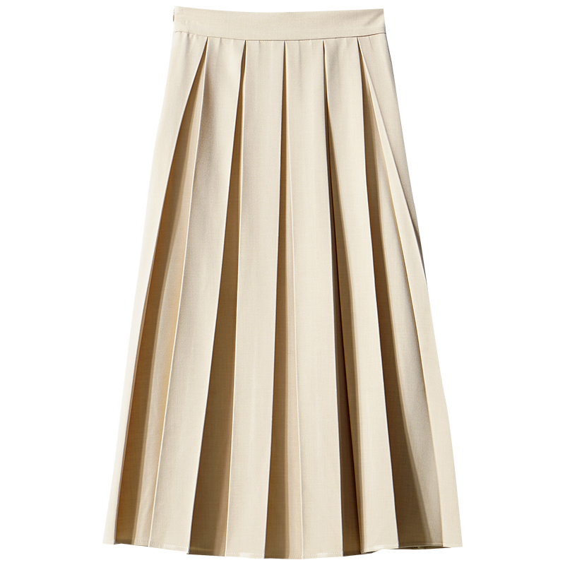 OUNIXUE欧昵雪 | [灵动压褶A字裙]夏季优雅时尚高腰宽松气质中长款半身裙女