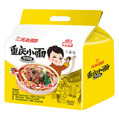 光友 重庆小面(牛肉味) 105克*4包/袋 4袋组合装 非油炸方便泡面 干拌面 方便速食 网红面条
