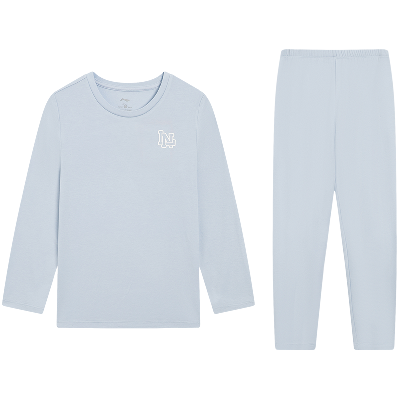 李宁童装套装男女小大童运动生活系列套头长袖圆领修身秋运动套装YUCR004