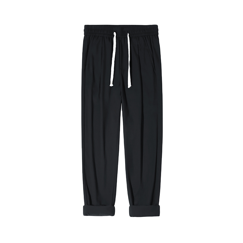 WOOG2005冰丝裤男夏季薄款垂坠九分休闲裤宽松直筒潮流百搭哈伦裤