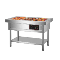 乐创(lecon)商用售饭台电热保温汤柜保温台售饭快餐车三格售饭台(带大盘)