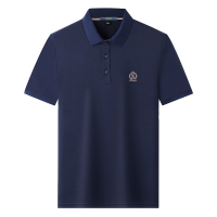 罗蒙夏季翻领短袖t恤男带领中青年商务休闲绣花简约百搭polo衫男