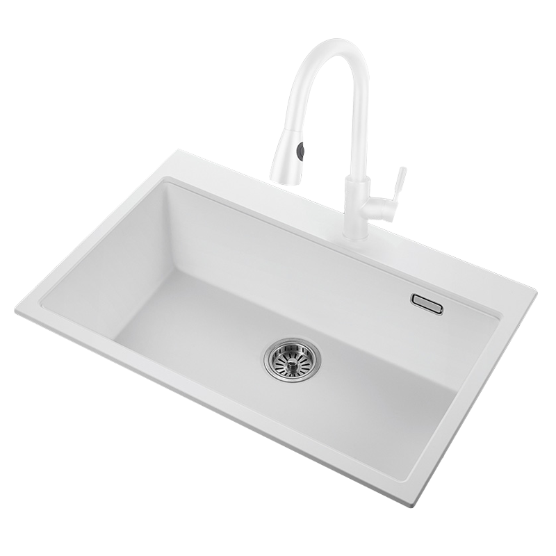 潜水艇石英石水槽黑白单槽家用厨房洗菜盆台上下盆洗碗池水槽套餐