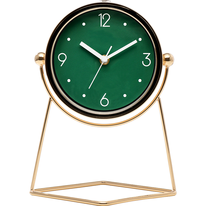 汉时(Hense)时尚轻奢夜光金属装饰座钟客厅创意石英时钟卧室桌面摆件HD96