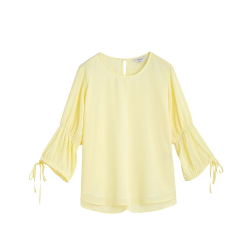 拉夏贝尔7M拉夏贝尔简约圆领女装新款七分袖圆领雪纺学生上衣