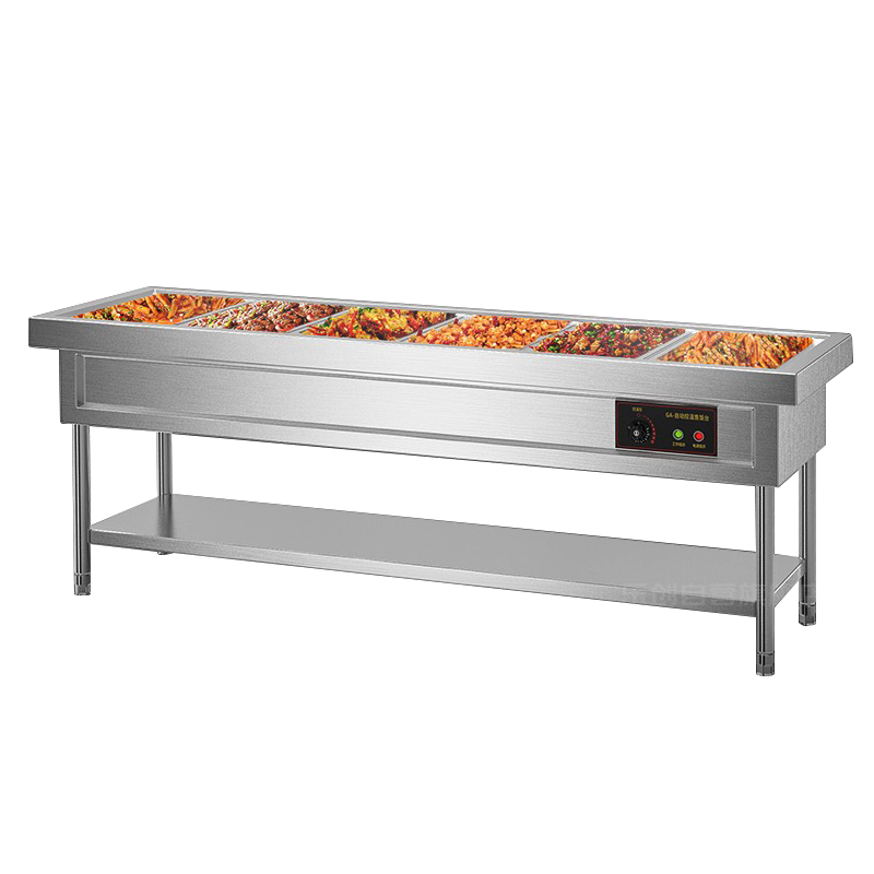 乐创(lecon)商用售饭台电热保温汤柜保温台售饭快餐车 六格售饭台(带大盘)