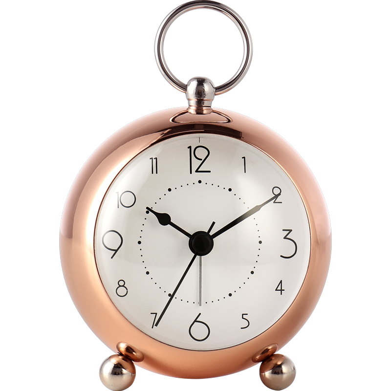 汉时(Hense)欧式轻奢金属装饰闹钟卧室家用时尚夜光床头石英时钟HA27