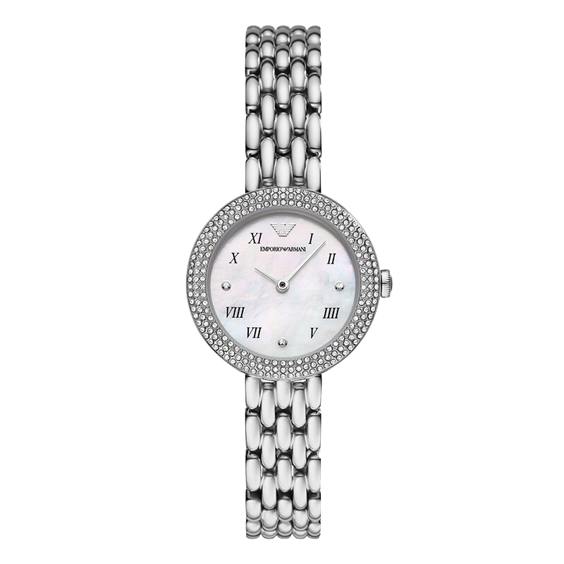 苏宁极物手表摩登优雅银色编织表带表女士