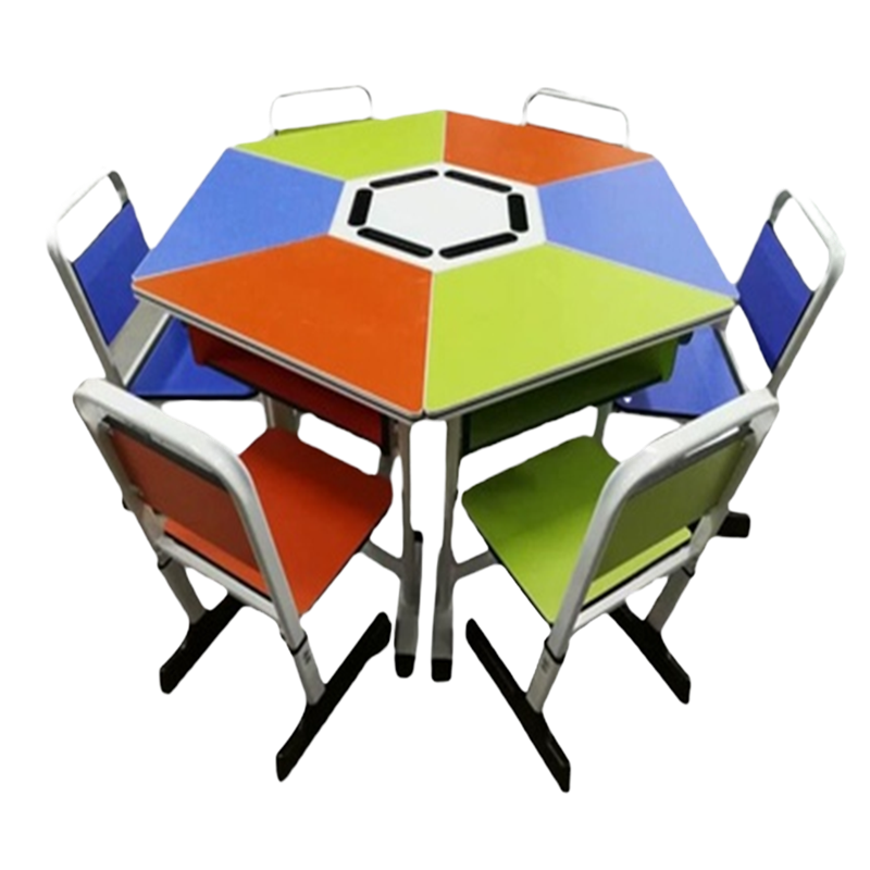拼接六边形培训桌椅彩色套装学生辅导升降梯形团体学习电脑组合桌
