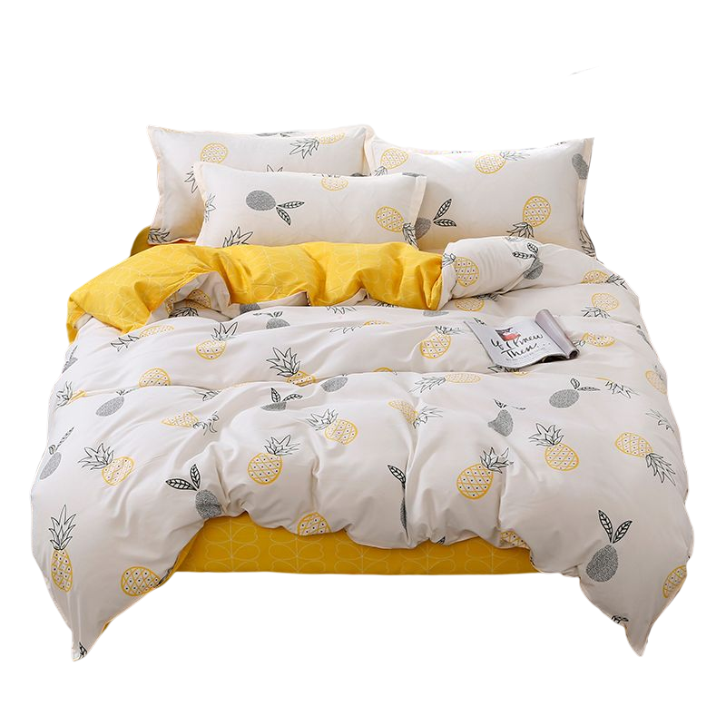 安居先森植物棉印花单人床三件套活性印染员工宿舍常用0.9米床/1.2米床床上用品三件套C1060