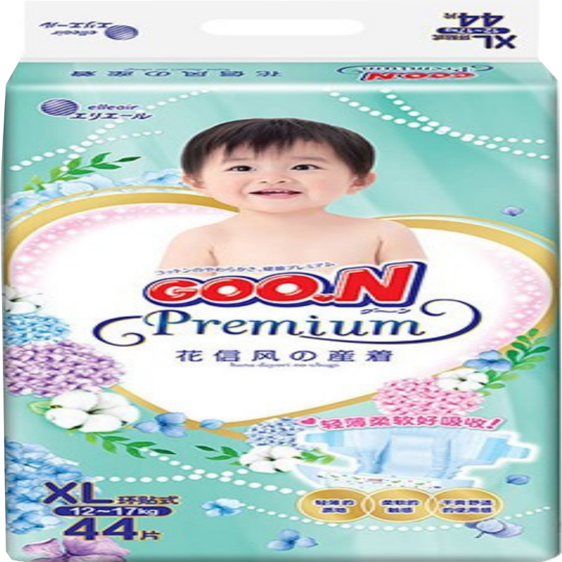 大王(GOO.N)环贴式纸尿裤 花信风纸尿裤 加大号XL44片(12kg-17kg) 尿不湿