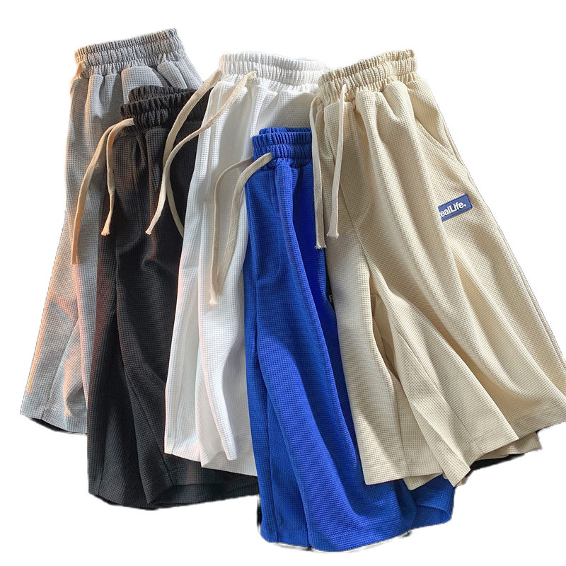 WOOG2005克莱因蓝华夫格短裤潮牌宽松潮男学生夏季休闲运动五分裤