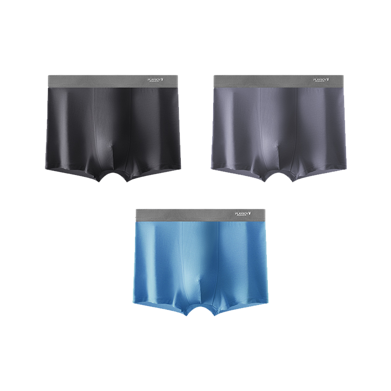 花花公子内裤男士平角莫代尔抗菌四角短裤衩透气薄款中腰弹力男