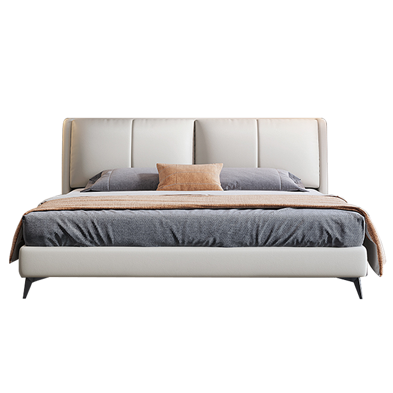 百冠环球 现代简约软包真皮床北欧轻奢婚床1.8米主卧ins风双人储物高箱床