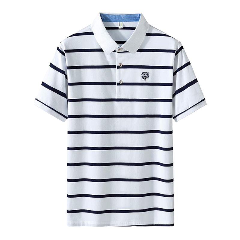 夏季商务休闲男装短袖T恤翻领棉条纹版型polo衫体恤