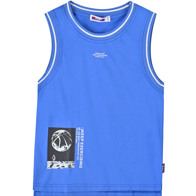 [8折价:32.8元]铅笔俱乐部童装男童背心夏装新款儿童球衣运动风中大童上衣