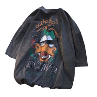 WOOG2005美式复古重磅T恤男涂鸦美式hiphop短袖水洗做旧半袖体恤