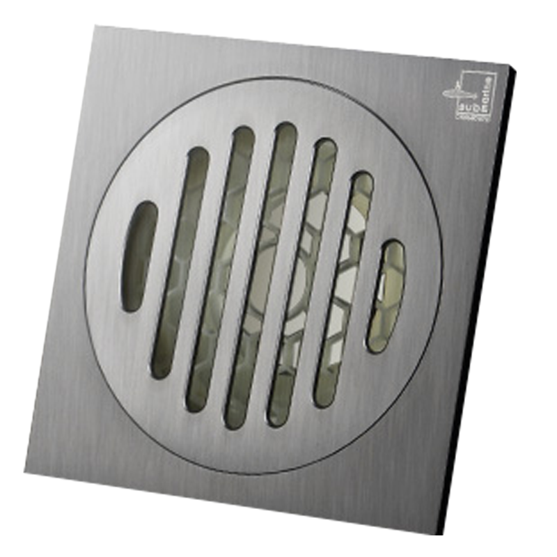 潜水艇地漏套餐全铜拉丝面枪灰色淋浴厨房卫生间洗衣机隐形长方形防臭旗舰店正品