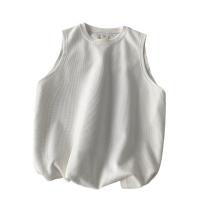 WOOG2005夏季华夫格简约纯色背心男百搭运动坎肩潮牌宽松无袖t恤