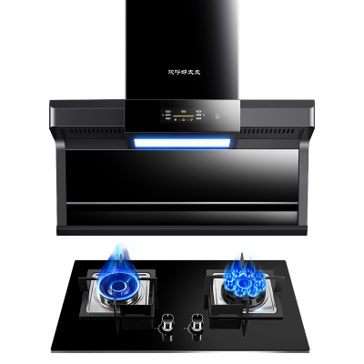 欢呼好太太35立方大吸力 声控顶侧双吸7字型烟灶套装吸油烟机侧吸式自动清烟灶套装液化气上门安装