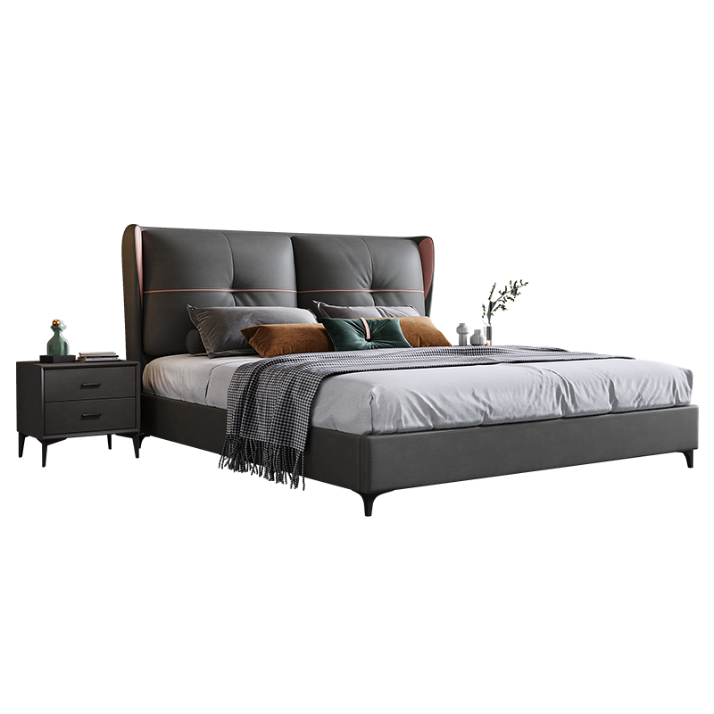 梵宜意式极简超纤皮床高箱床主卧床抽屉款双人床网红床婚床