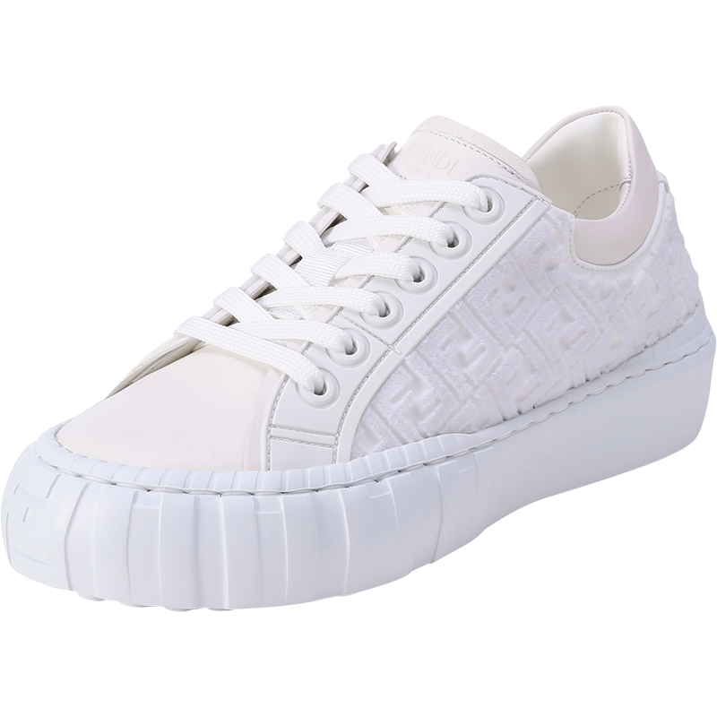 芬迪 FENDI 女士织物配皮系带休闲运动鞋小白鞋8E8250 AHGS