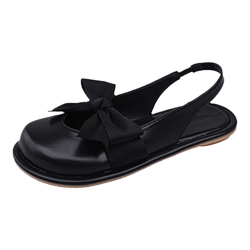 拉夏贝尔新款2022舒适平底凉鞋包头蝴蝶结玛丽珍凉鞋