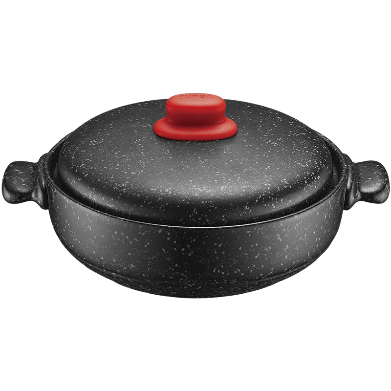 苏泊尔(SUPOR)砂锅TB25N1陶瓷煲 星星石汤锅陶瓷砂锅炖锅多用石锅煲汤熬粥耐高温明火适用砂锅养生锅 红色2.5升