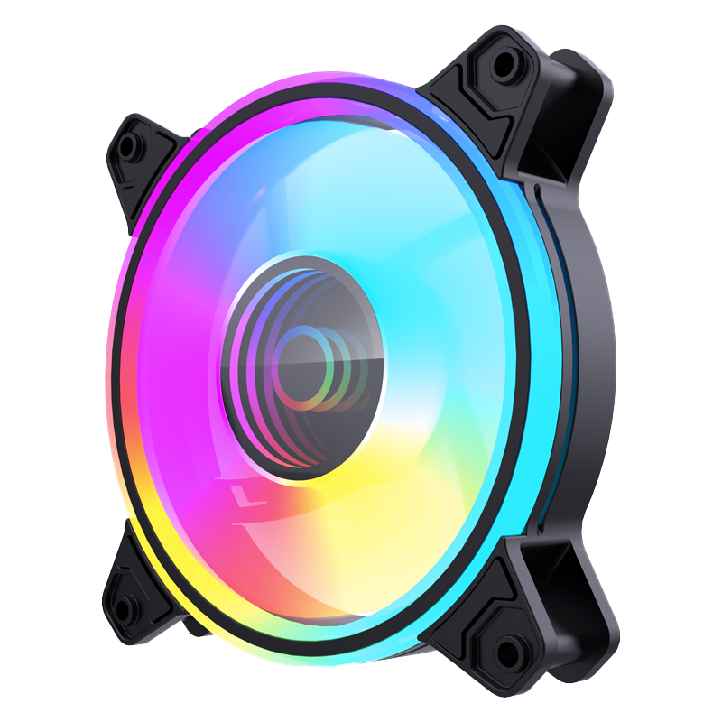 爱国者极光3炫光版3个装 电脑机箱风扇(12CM/小3P+大4P双接口/降噪防震脚垫/附螺丝)